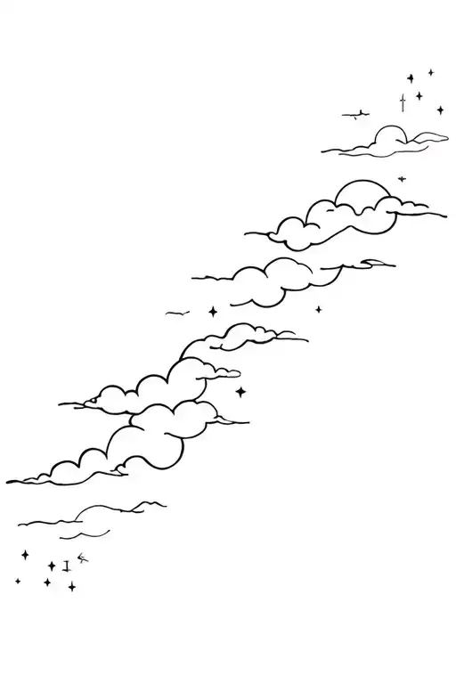 Filler  japanese Clouds and wind stars tattoo design idea
