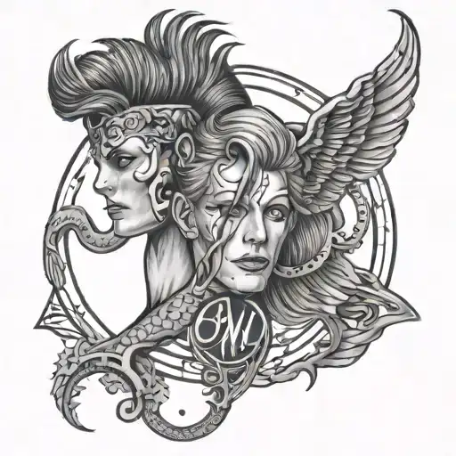 name Bowie-Lynn with libra zodiac sign tattoo design idea