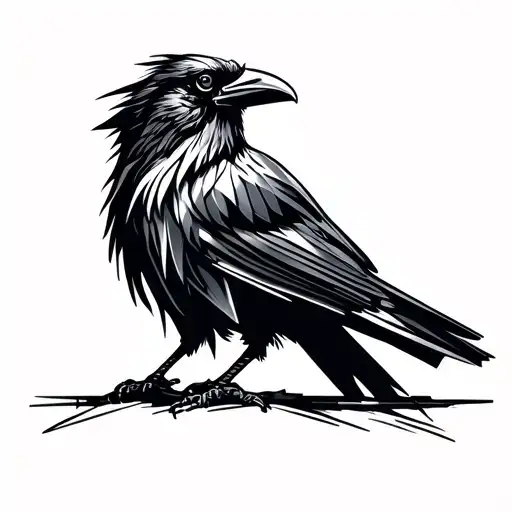 viking tribal raven tattoo design idea