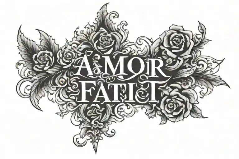amor fati written vertically tattoo design idea