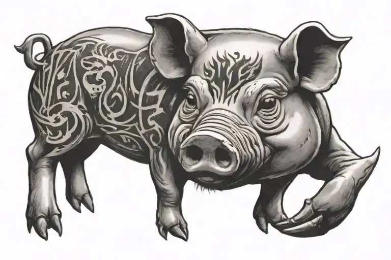 BBQ pig tattoo design idea