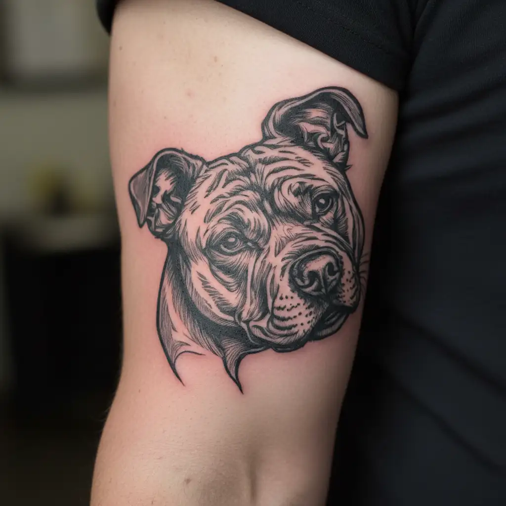 outline of staffy dog paw  tattoo design idea