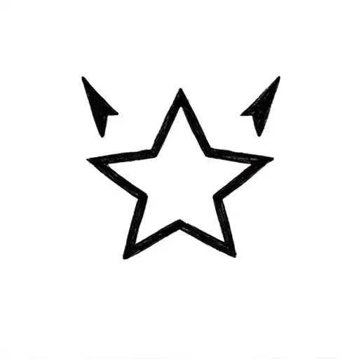 star with cat ears and tail tattoo design idea