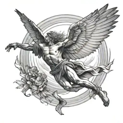 Icarus falling from the sky tattoo design idea