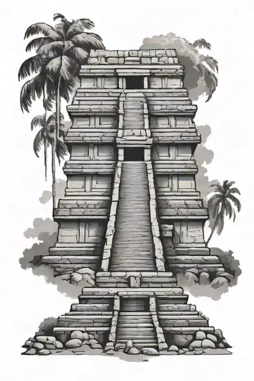 Guatemalan mayan temple ruins tattoo design idea