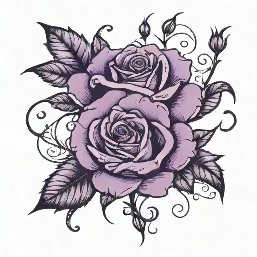 purple rose intertwined tattoo design idea