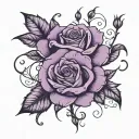 purple rose intertwined tattoo design idea