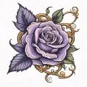 purple rose intertwined tattoo design idea