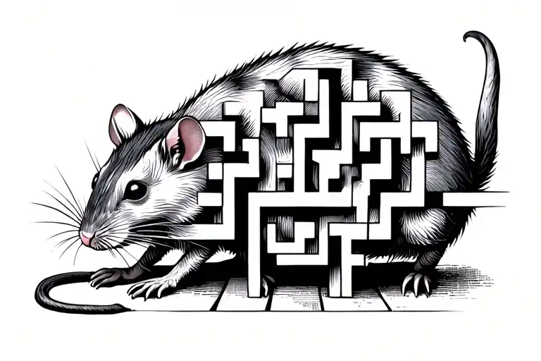 rat trapped in a maze tattoo design idea