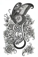 semi colon with butterfly and virgo  tattoo design idea