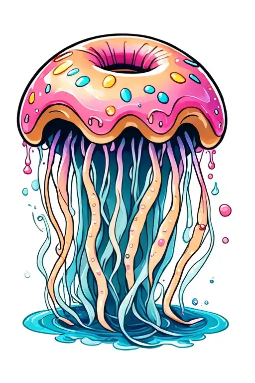 donut jelly fish tattoo design idea
