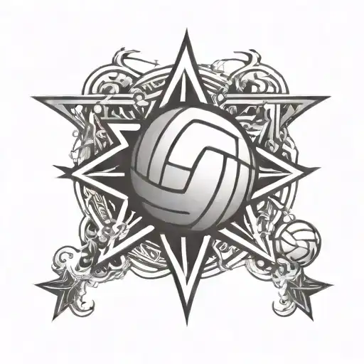 volleyball ball and black pentagram tattoo design idea
