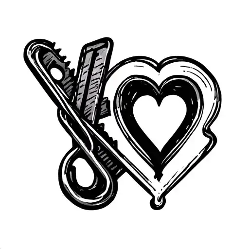 safety pin with semi colon and heart. next to it is razor blade  tattoo design idea
