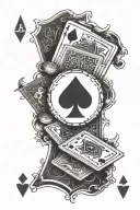 poker chips and ace of spades cards surrounded tattoo design idea