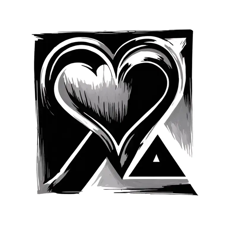 heart initial d triangles that merge tattoo design idea