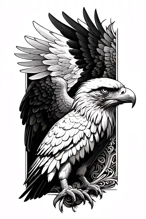 Eagle with wings to triceps tattoo design idea