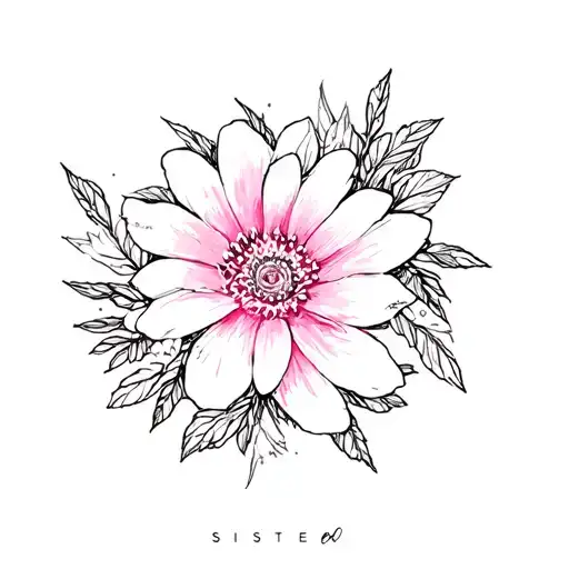 "sister" Cosmo flower blooming tattoo design idea