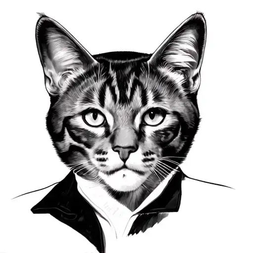 elvis presley and a cat mix tattoo design idea