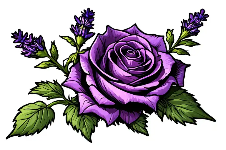 Lavander Rose Catnip tattoo design idea