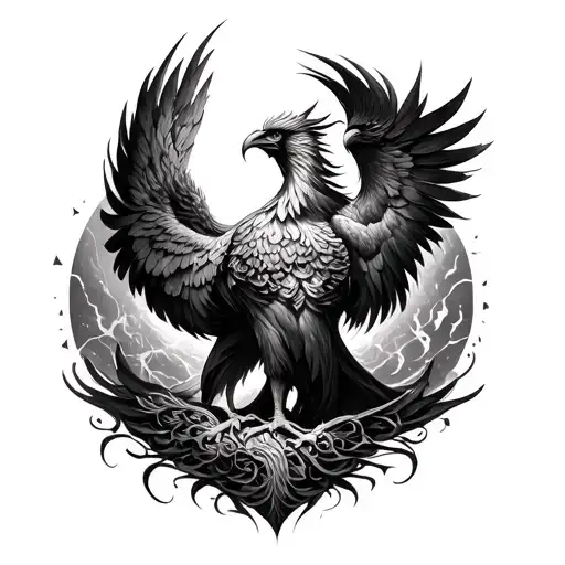 phoenix rising and serenity prayer written tattoo design idea