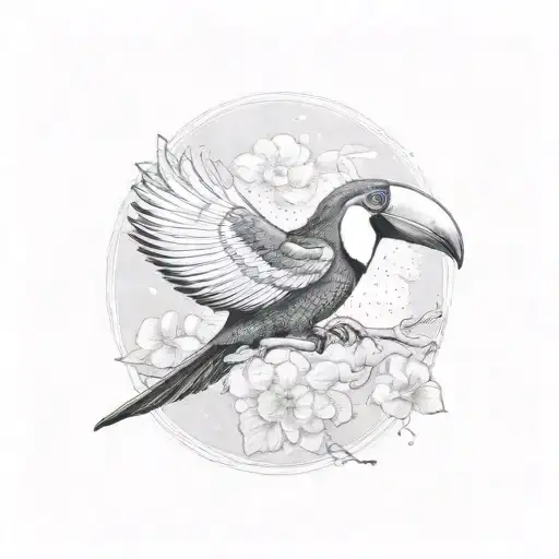 Guinness toucan with clover flying tattoo design idea