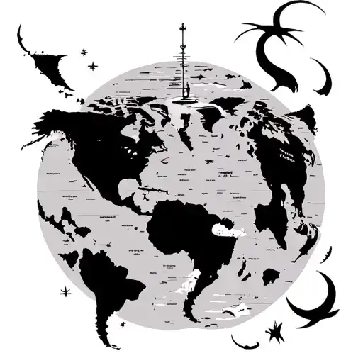 Maritime world map tattoo design idea