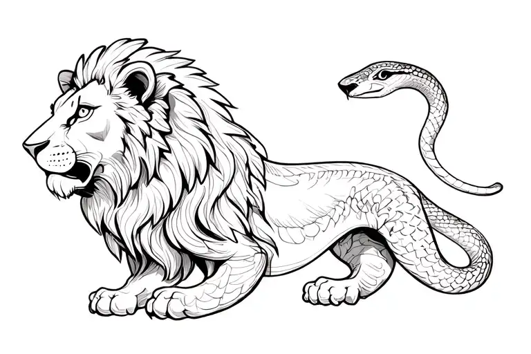 lion, snake, 224, S&O tattoo design idea