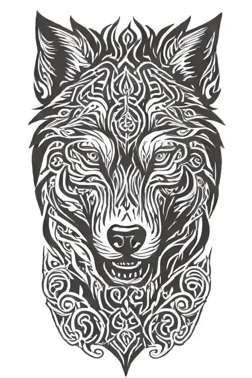 wolf head tattoo design idea
