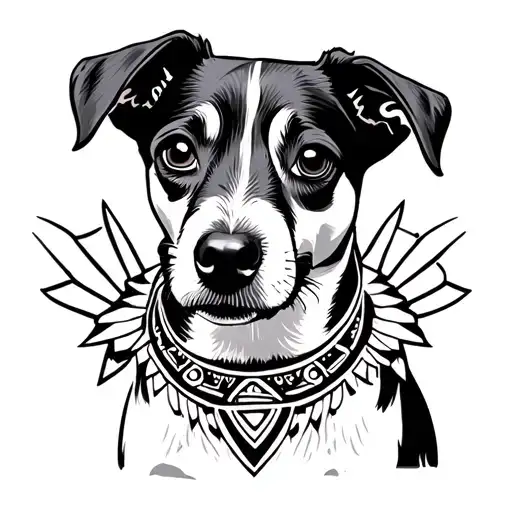 aztec jack russel terrier dog tattoo design idea