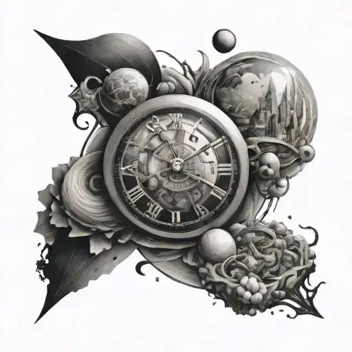 space 4 dimensional world, time, energy, matter, life, mind tattoo design idea
