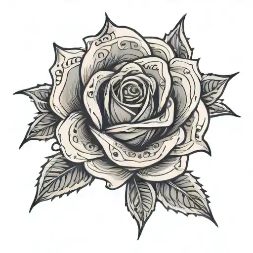 A rose made out of 100€ and 500€ bills, representing the love for money and luxury tattoo design idea