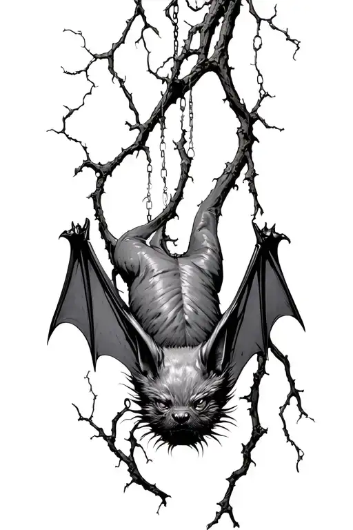 hanging bat hanging upside tattoo design idea
