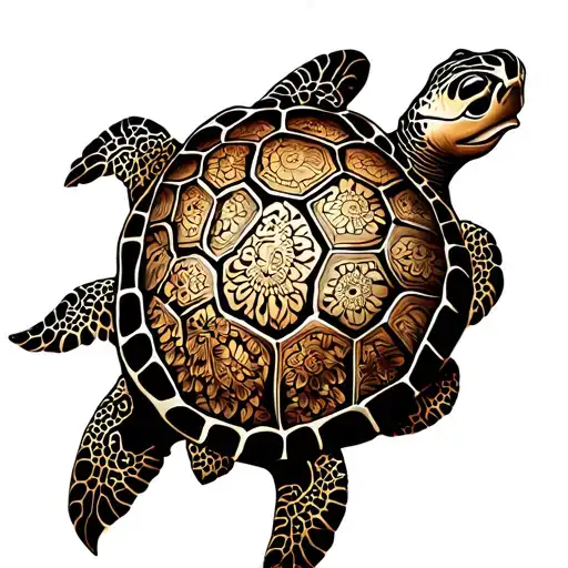 sea turtle with filagree tattoo design idea