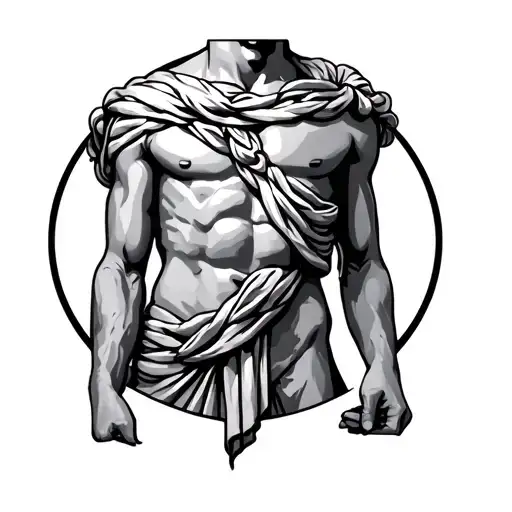 Greek torso and arms tattoo design idea