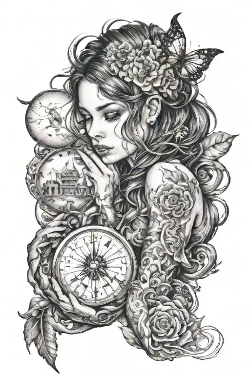 a dreamer girl holding her dreams imagination creativity tattoo design idea