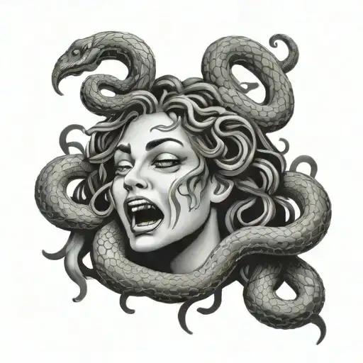 crying Medusa with snakes tattoo design idea