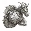 Dragon and D20 dice tattoo design idea