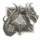 Dragon and D20 dice tattoo design idea