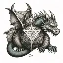 Dragon and D20 dice tattoo design idea