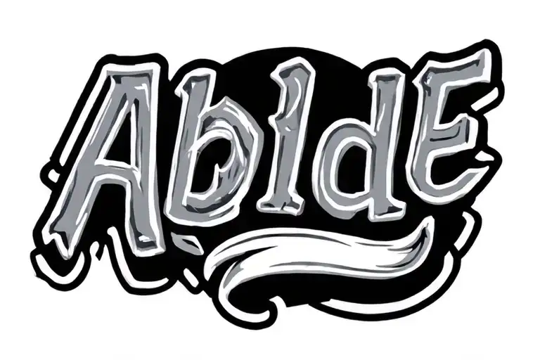 abide in small simple lettering style tattoo design idea