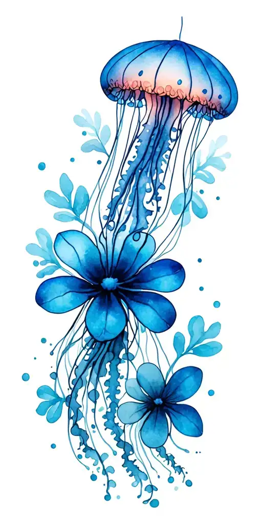jellyfish flower tattoo design idea