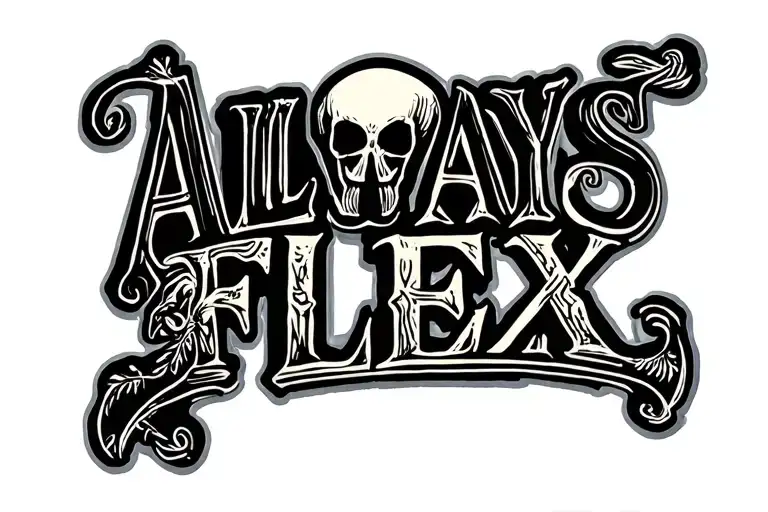 "ALWAYS FLEX" Skull Mysterious tattoo design idea