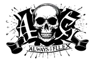 "ALWAYS FLEX" Skull Mysterious tattoo design idea