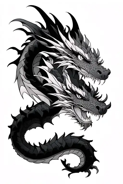 haku dragon from spirited away and Momonosuke dragon from ONE PIECE twisted together  tattoo design idea