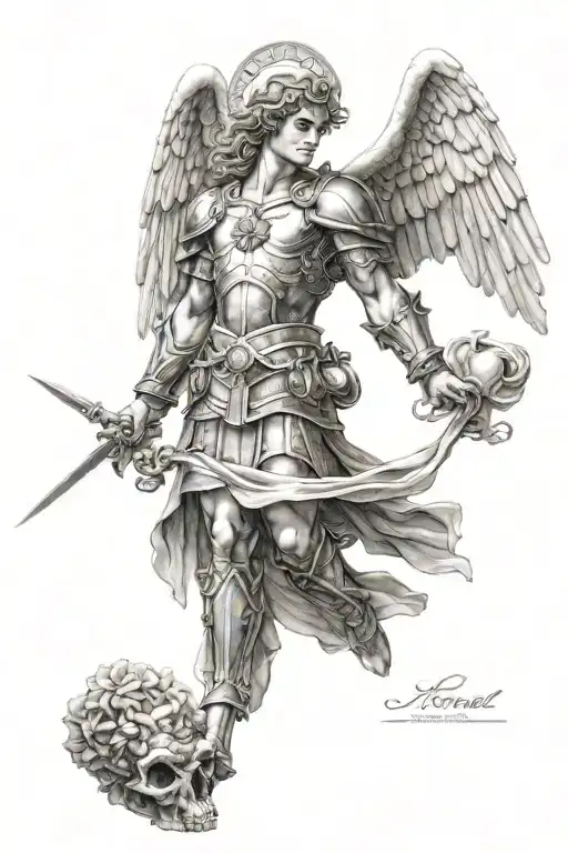 archangel saint michael angel tattoo design idea