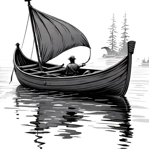 row boat floating tattoo design idea