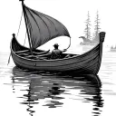 row boat floating tattoo design idea