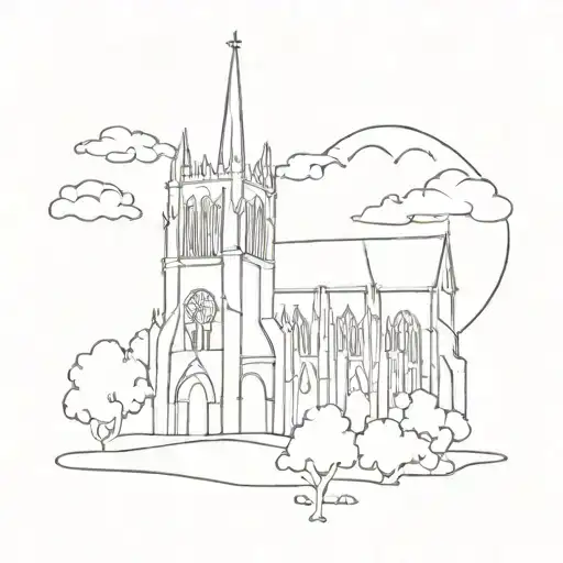 Notre Dame church silhouette tattoo design idea