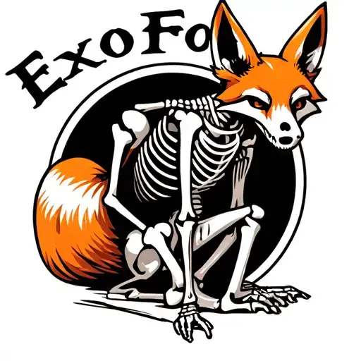 "ExoFox" "ExoFox" Logo of fox skeleton sitting alone. tattoo design idea