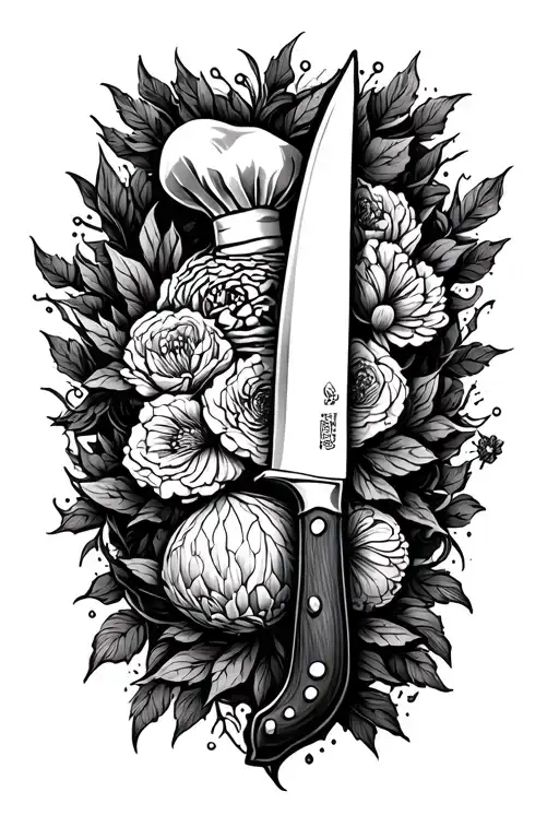 chef knife tattoo design idea